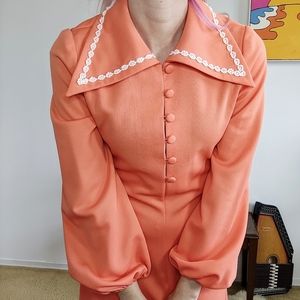 Vintage 70s Handmade Coral Dress